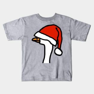 Portrait of a Gaming Goose Wearing Stolen Christmas Santa Hat Kids T-Shirt